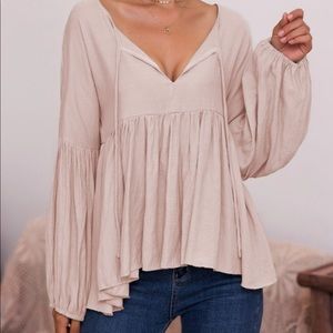 /TRUE BEAUTY/ 5⭐️ Blush Boho Peasant Blouse Top